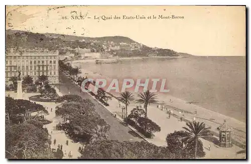 Cartes postales Nice Le Quai des Etats Unis et le Mont Boron