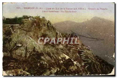 Cartes postales Gourdon AM Ligne du Sud de la France Chemin du Paradis