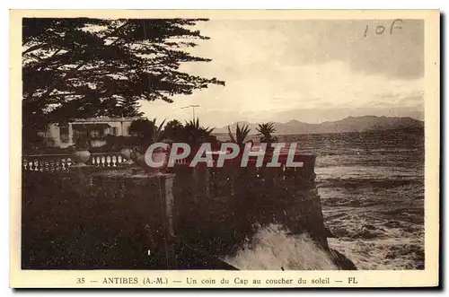 Cartes postales Antibes AM Un coin du Cap au coucher du soleil