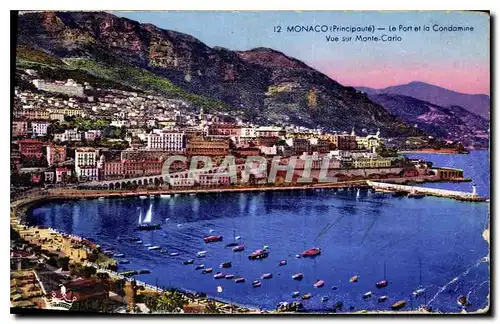 Ansichtskarte AK Monaco Principaute Le Port et la Condamine Vue sur Monte Carlo