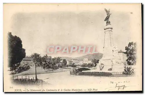 Ansichtskarte AK Nice Le Monument du Centenaire le Casino Municipal