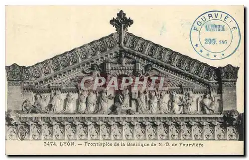 Cartes postales Lyon Frontispice de la Basilique de ND de Fourviere