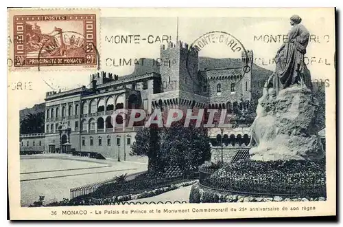 CARTE MAXIMUM Monaco Le Palais du Prince et le Monument Commemoratif du 25 anniversaire de son regne