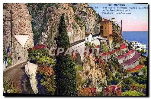 Ansichtskarte AK Menton Vue sur la Frontiere Franco Italienne et le Pont Saint Louis Frontiera Italo Francese