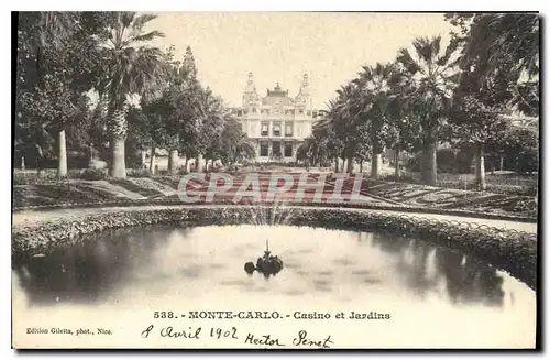 Cartes postales Monte Carlo Casino et Jardins