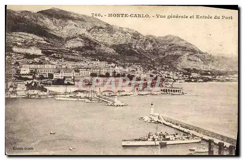Cartes postales Monte Carlo Vue generale et Entree du Port