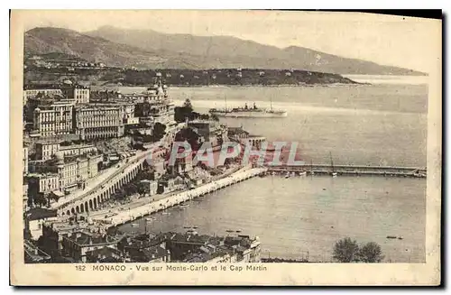 Cartes postales Monaco Vue sur Monte Carlo et le Cap Martin