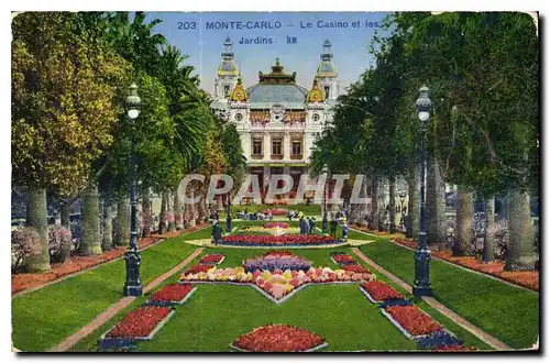 Cartes postales Monte Carlo Le Casino et les Jardins