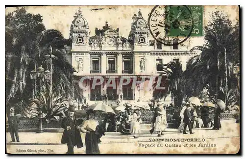 Cartes postales Monte Carlo Facade du Casino et les Jardins