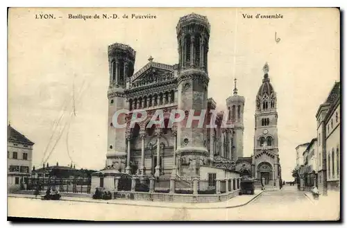 Cartes postales Lyon Basilique de ND de Fourviere Vue d'ensemble