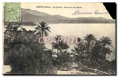 Cartes postales Monte Carlo Les Jardins Vue sur le Cap Martin