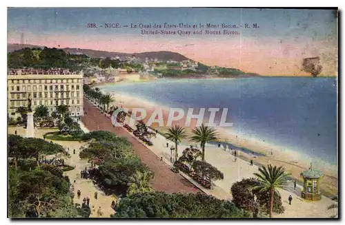 Cartes postales Nice Le Quai des Etats Unis et le Mont Boron