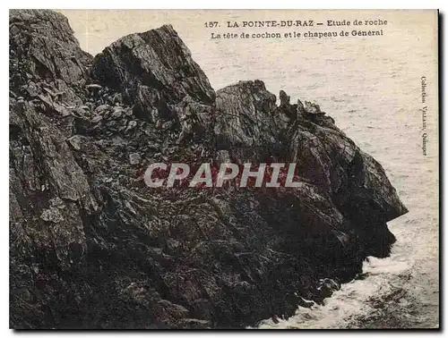 Cartes postales La Point du Raz Etude de roche La tete de cochon et le chapeau de General