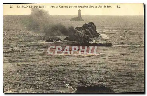 Ansichtskarte AK La Pointe du Raz Vent et Courant portant torpilleur dans le Raz de Sein