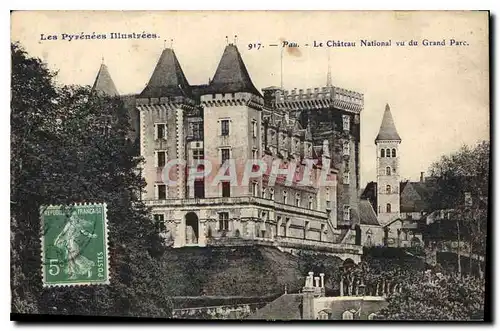 Cartes postales Pau Le Chateau National vu du Grand Parc