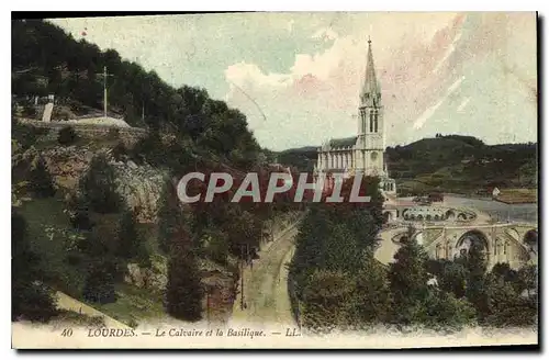 Ansichtskarte AK Lourdes Le Calvaire et la Basilique