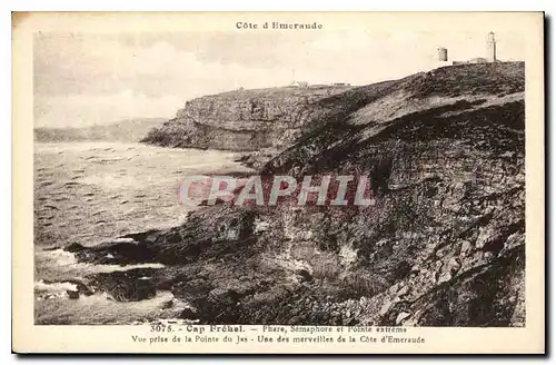 Cartes postales Cote d'Emeraude Cap Frehel Phare Semaphore et Pointe extreme Vue prise de la Pointe du Jas Une m