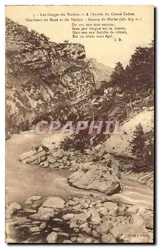 Cartes postales Les Gorges du Verdon a l'entree du Grand Canon