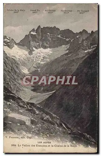 Cartes postales Les Alpes Le Vallon des Etancons et le Chaine de Meije