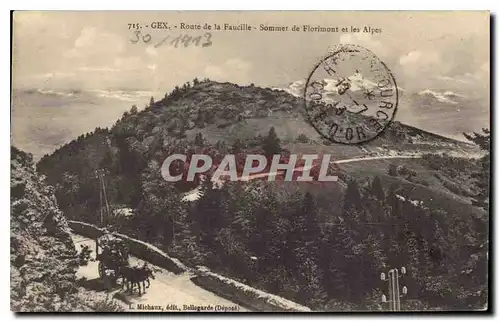 Cartes postales Gex Route de la Faucille Sommer de la Florimont et les Alpes