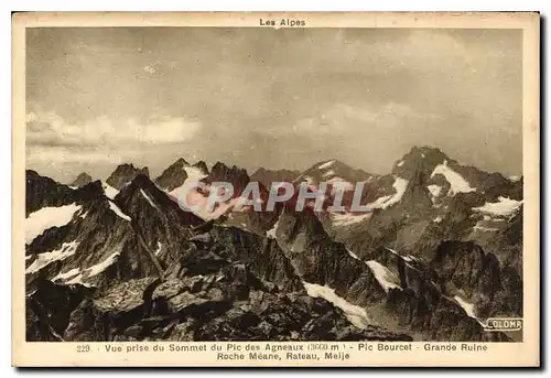 Cartes postales Vue prise sommet du Pic des Agneaux Pic Bourcet Ruine Roche Meane Rateau Meije