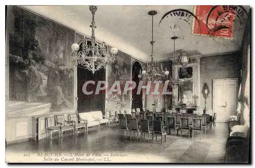 Cartes postales Beauvais L'Hotel de ville Interieur Salle du Couseil Municipal