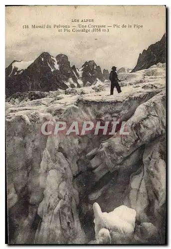 Cartes postales Les Alpes Massif du Pelvoux Une Crevasse pic de la Pipe et Pic Coolidge 8156 m