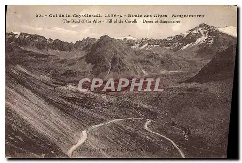 Cartes postales Col de la Cayolle alt 2346 m Route des Alpes Sanguinaires