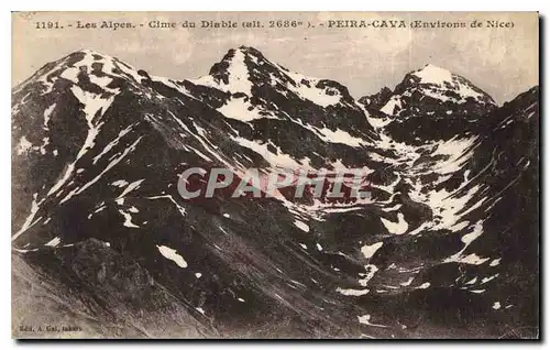 Cartes postales Les Alpes Cime du Diable alt 2686 m Piera Cava Environs de Nice