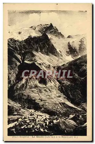 Cartes postales Dauphine La Grave 1482 m et la Meije 3987 m