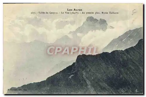 Cartes postales Les Alpes Valle du Queyras Le Viso 3841 m Au premier plan Roche Taillante