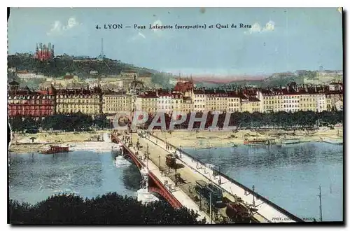 Cartes postales Lyon Pont Lafayette perspective et quai de Ets