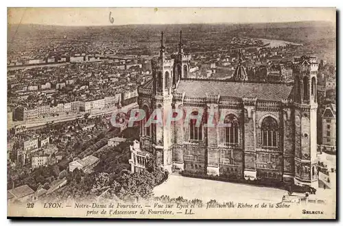 Ansichtskarte AK Lyon Notre Dame de Fourvierre vue sur Lyon et la Jonction du Rhone et de la Saone