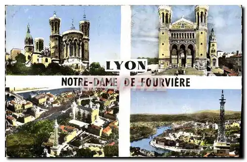 Cartes postales Lyon La Basilique de Notre Dame de Fourvierre et la Tour Metallique