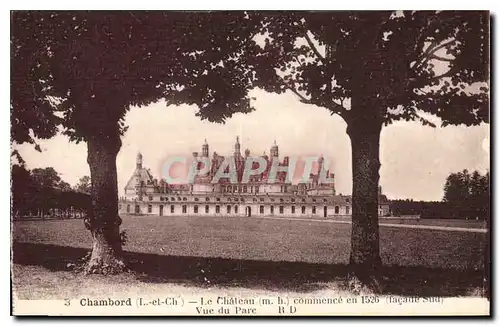 Cartes postales Chambord L et C Le Chateau MN Commence en 1526 facade sud vue du prise