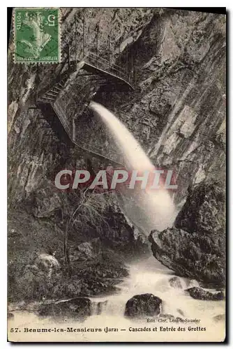 Ansichtskarte AK Baume les Messieurs Jura Cascade et Entree des Grottes