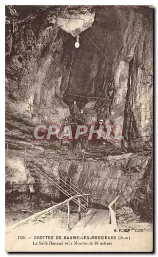 Cartes postales Grottes de Baume les Messieurs Jura La Salle Renaud et la Montee de 18 metres