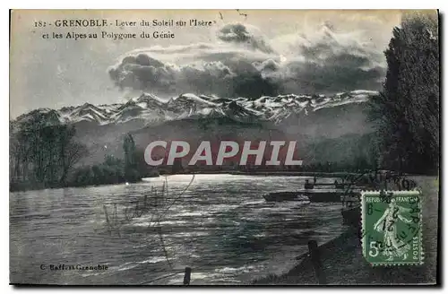 Cartes postales Grenoble Lever du Soleil sur l'Isere et les Alpes au Polygone du Genie