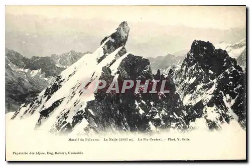 Ansichtskarte AK Massif du Pelvoux La Meije 3087 m le Pic Central