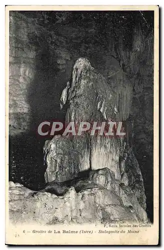 Cartes postales Grotte de la Baume Isere Stalagmite du Moine