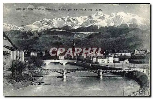 Ansichtskarte AK Grenoble Panorama des Quais et les Alpes