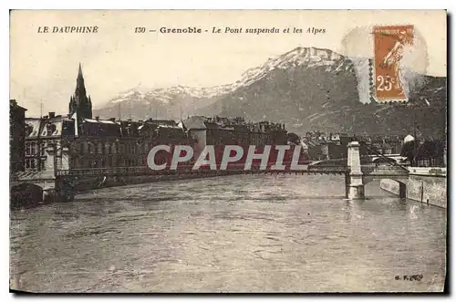 Ansichtskarte AK Le Dauphine Grenoble le Pont suspendu et les Alpes