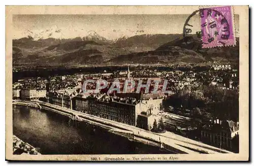 Cartes postales Grenoble vue generale et les Alpes