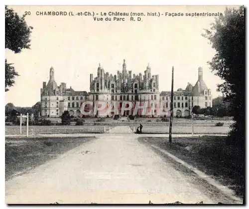 Cartes postales Chambord Le Chateau mon hist Facade septentrionale vue du Parc