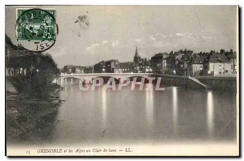 Cartes postales Grenoble et les Alpes au Clair de Lune