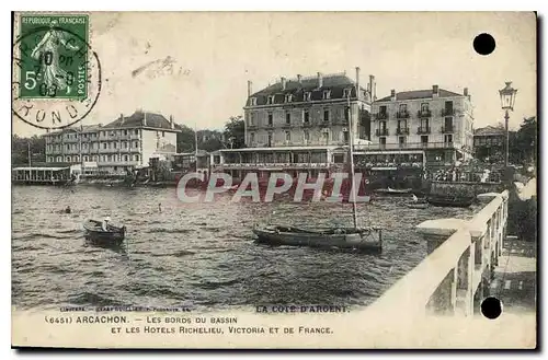 Cartes postales Arcachon Les Bords du Bassinet les Hotels Richlieu Victoria et le France