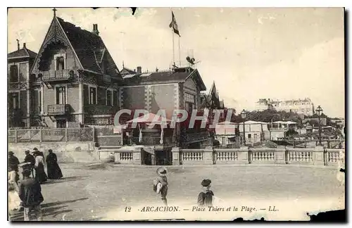 Cartes postales Arcachon Place Thiers et la Plage