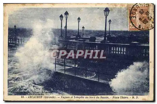 Ansichtskarte AK Arcachon Gironde Vagues et Tempete au bord du Bassin Place Thiers