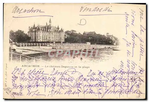 Ansichtskarte AK Arcachon Le Chateau Deganne et la Plage Carte 1900