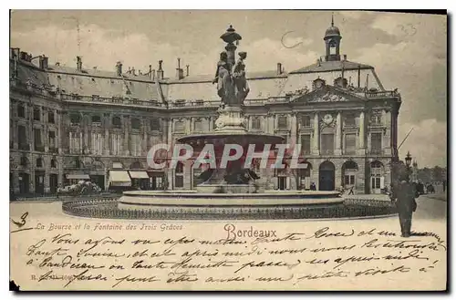 Cartes postales Bordeaux La Bourse et la Fontaine des Trois Graces